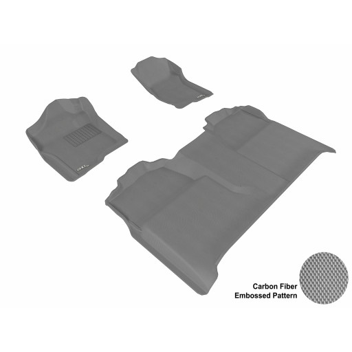 2007 - 2013 Chevrolet Silverado Crew Cab Custom-fit Gray 3D Digital Molded Mats (1st row and 2nd row only)