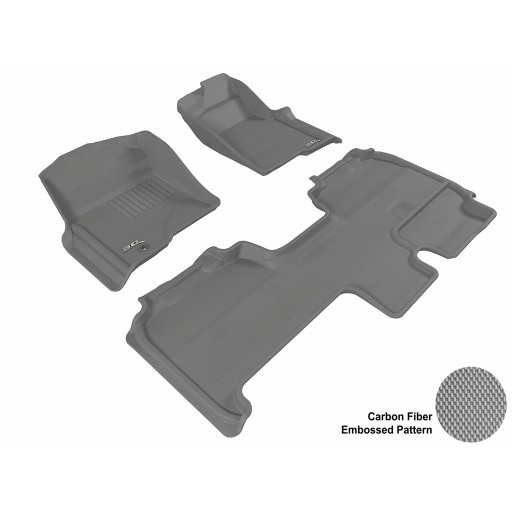 2009 - 2013 Ford F-150 Supercab Custom-fit Gray 3D Digital Molded Mats (1st row and 2nd row only)
