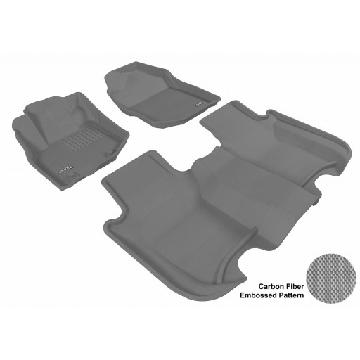 2009 - 2013 Honda Fit Custom-fit Gray 3D Digital Molded Mats (1st row and 2nd row only)