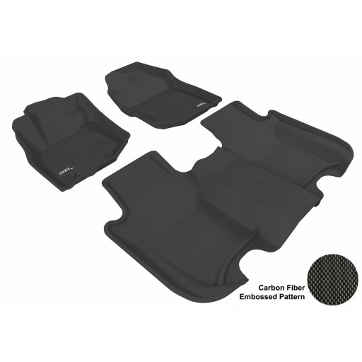 2009 - 2013 Honda Fit Custom-fit Black 3D Digital Molded Mats (1st row and 2nd row only)