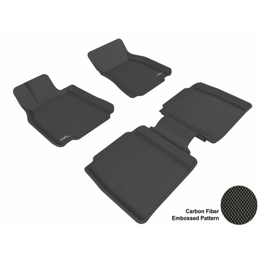 2007 - 2012 Lexus LS460L Custom-fit Black 3D Digital Molded Mats (1st row and 2nd row only)