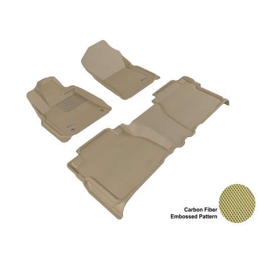 2012 - 2013 Toyota Tundra Double Cab Custom-fit Tan 3D Digital Molded Mats (1st row and 2nd row only)
