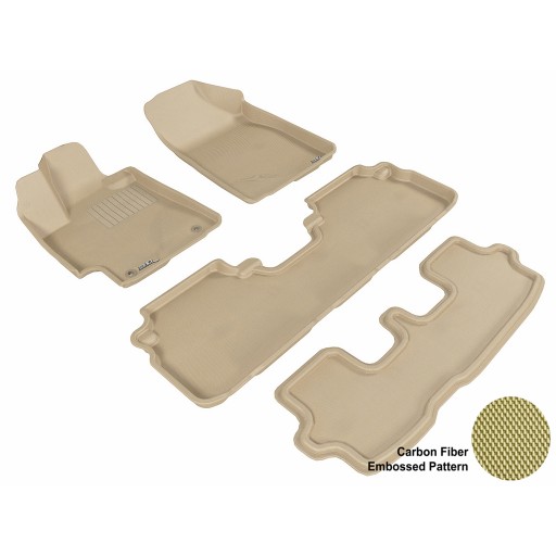 2008 - 2013 Toyota Highlander Hybrid Custom-fit Tan 3D Digital Molded Mats (1st row and 2nd row only)