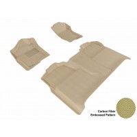 2007 - 2013 Chevrolet Silverado Crew Cab Custom-fit Tan 3D Digital Molded Mats (1st row and 2nd row only)