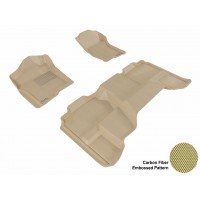 2007 - 2013 Chevrolet Silverado Extended Cab Custom-fit Tan 3D Digital Molded Mats (1st row and 2nd row only)