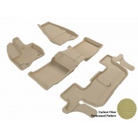 2011 - 2013 Ford Explorer Custom-fit Tan 3D Digital Molded Mats (1st row, 2nd row and 3rd row)
