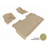 2009 - 2013 Ford F-150 Supercrew Custom-fit Tan 3D Digital Molded Mats (1st row and 2nd row only)