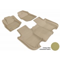 2009 - 2013 Honda Fit Custom-fit Tan 3D Digital Molded Mats (1st row and 2nd row only)