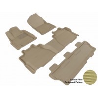 2008 - 2011 Toyota Sequoia Custom-fit Tan 3D Digital Molded Mats (1st row, 2nd row and 3rd row)