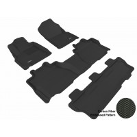 2012 - 2013 Toyota Sequoia Custom-fit Black 3D Digital Molded Mats (1st row, 2nd row and 3rd row)