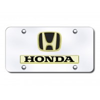 Honda Honda Dual Logo Gold on Chrome Plate.