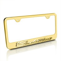 Cadillac 3d Gold Stainless Steel License Plate Frame